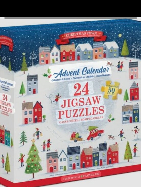 Eurographics Other - NEW Christmas Town Advent Calendar 24 Jigsaw Puzzles - Festive Holiday Set